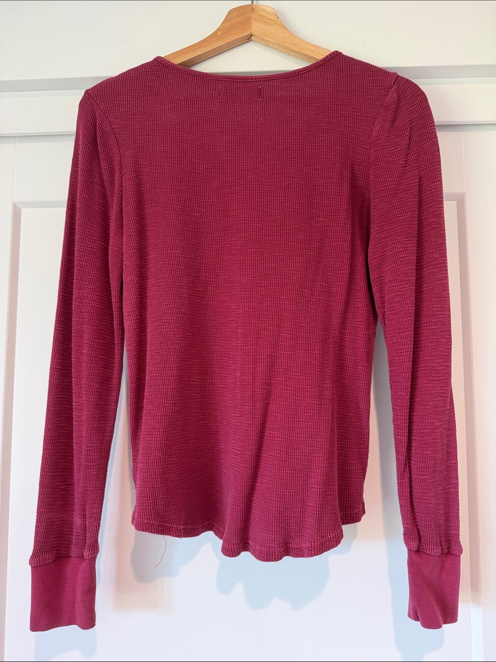 Lucky Brand Long Sleeve Henley with Embroidered Yoke - Wine - Picture 2 of 2
